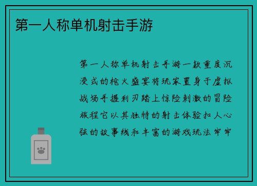 第一人称单机射击手游